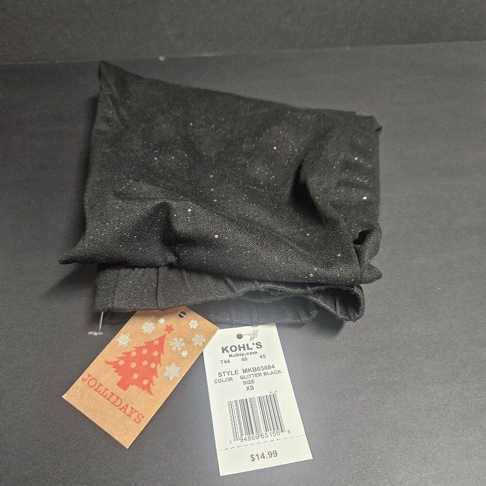 Jollidays XS Glitter Black Leggings, 90% Polyester, 10% Spandex